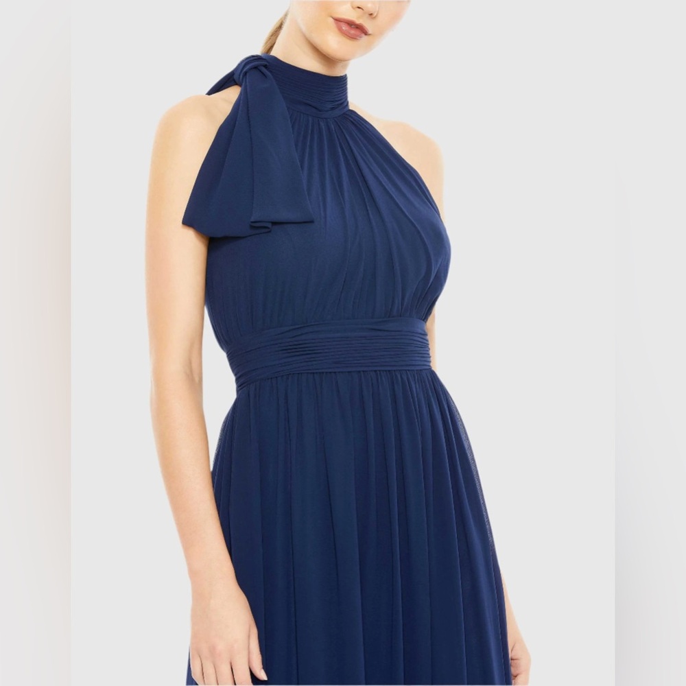NWT Ieena for Mac Duggal Navy High Neck Chiffon Gown 55035 Size 12 - Picture 2 of 16
